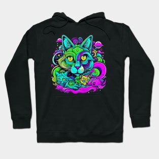 cat mom with kittens psychedelic Hoodie